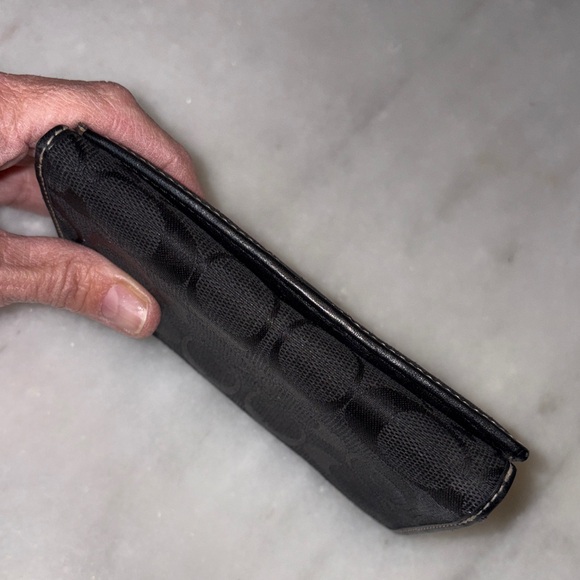 Coach Wallet Black Jacquard Signature Stripe Compact Sized Tri-Fold - Picture 6 of 11